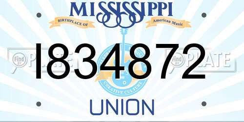 I834872 Mississippi License Plate