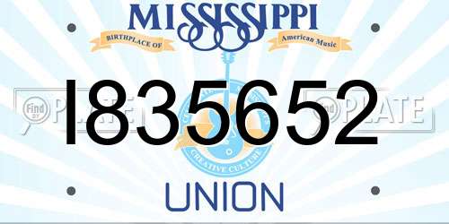 I835652 Mississippi License Plate