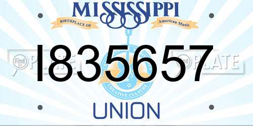 I835657 Mississippi License Plate