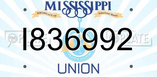 I836992 Mississippi License Plate