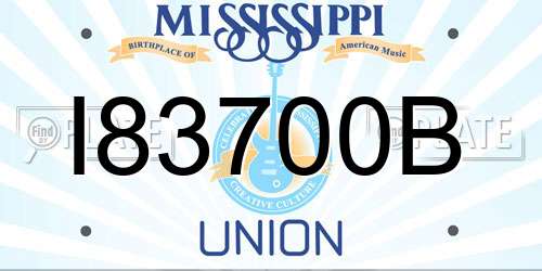 I83700B Mississippi License Plate