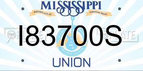 I83700S Mississippi License Plate