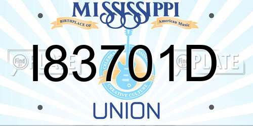 I83701D Mississippi License Plate