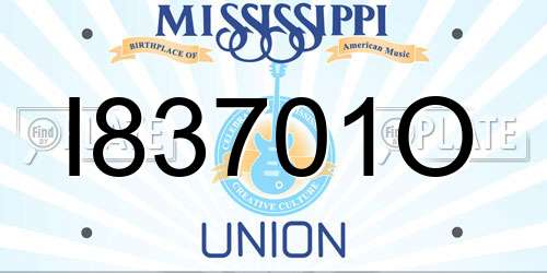 I83701O Mississippi License Plate