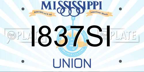 I837SI Mississippi License Plate