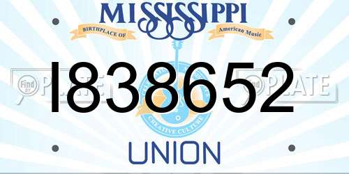 I838652 Mississippi License Plate