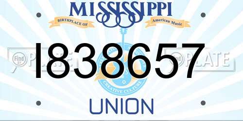 I838657 Mississippi License Plate