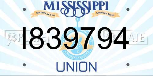 I839794 Mississippi License Plate