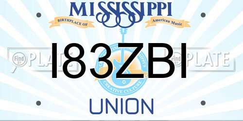 I83ZBI Mississippi License Plate