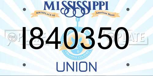 I840350 Mississippi License Plate