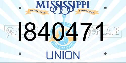 I840471 Mississippi License Plate