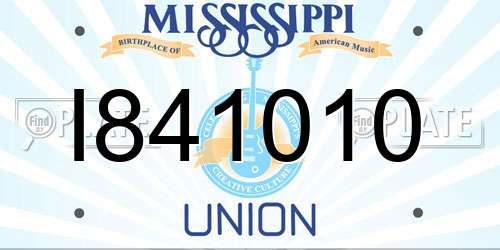 I841010 Mississippi License Plate