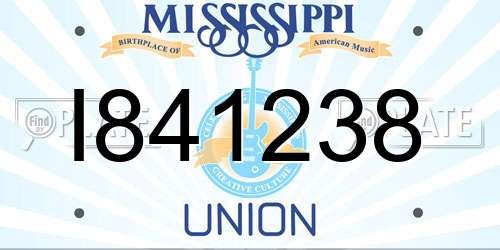 I841238 Mississippi License Plate