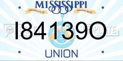 I84139O Mississippi License Plate