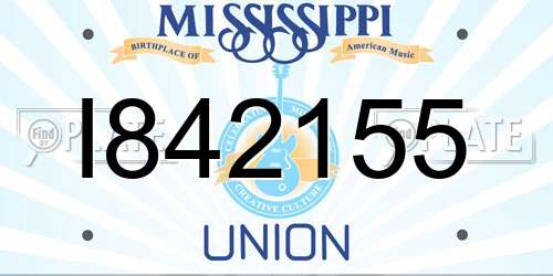 I842155 Mississippi License Plate