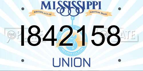 I842158 Mississippi License Plate