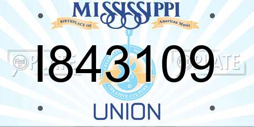 I843109 Mississippi License Plate
