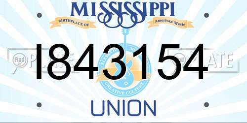 I843154 Mississippi License Plate