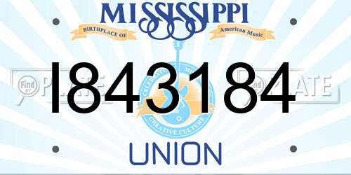 I843184 Mississippi License Plate