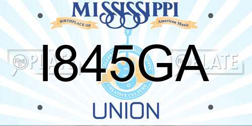 I845GA Mississippi License Plate