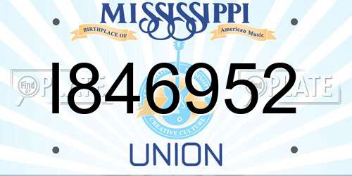 I846952 Mississippi License Plate