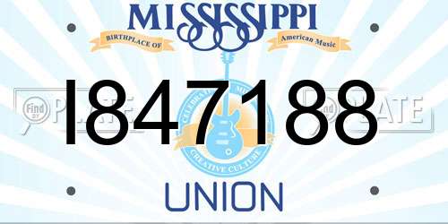 I847188 Mississippi License Plate
