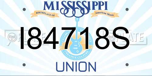 I84718S Mississippi License Plate