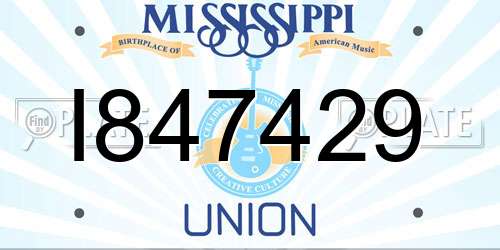 I847429 Mississippi License Plate