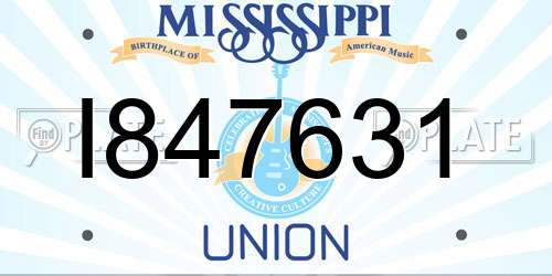 I847631 Mississippi License Plate