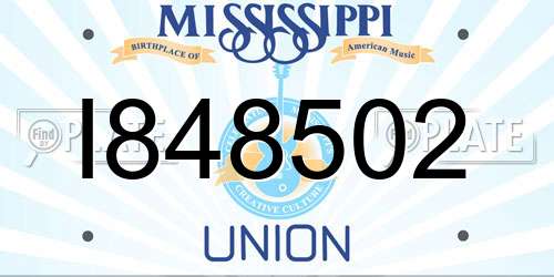 I848502 Mississippi License Plate