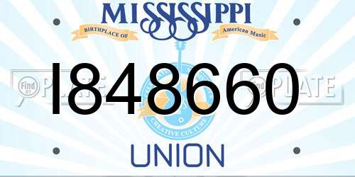 I848660 Mississippi License Plate