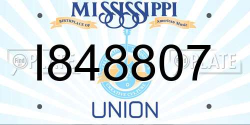 I848807 Mississippi License Plate