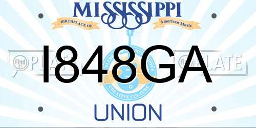 I848GA Mississippi License Plate
