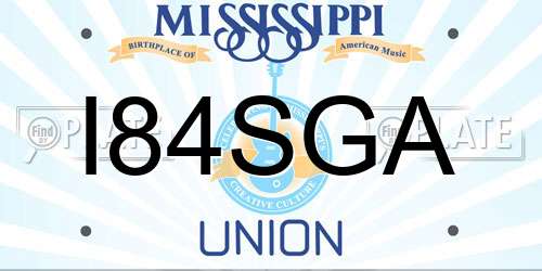 I84SGA Mississippi License Plate