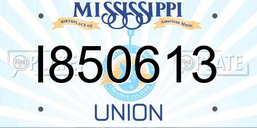 I850613 Mississippi License Plate