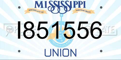 I851556 Mississippi License Plate