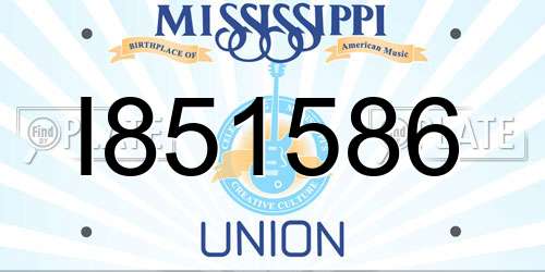 I851586 Mississippi License Plate