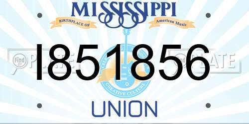 I851856 Mississippi License Plate