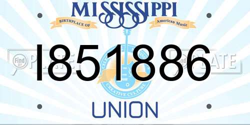 I851886 Mississippi License Plate