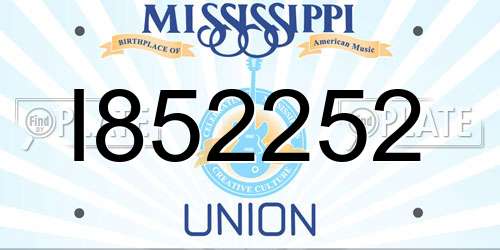 I852252 Mississippi License Plate