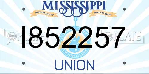 I852257 Mississippi License Plate