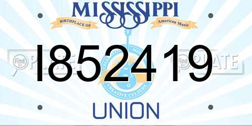 I852419 Mississippi License Plate
