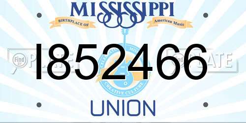 I852466 Mississippi License Plate