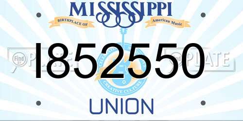 I852550 Mississippi License Plate