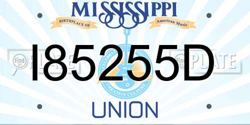 I85255D Mississippi License Plate