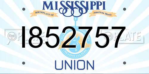 I852757 Mississippi License Plate
