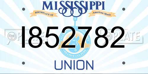 I852782 Mississippi License Plate