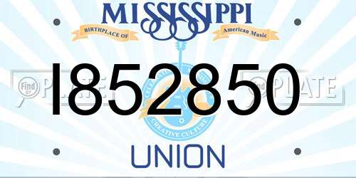 I852850 Mississippi License Plate