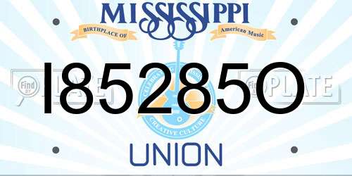 I85285O Mississippi License Plate