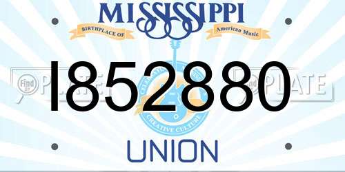I852880 Mississippi License Plate